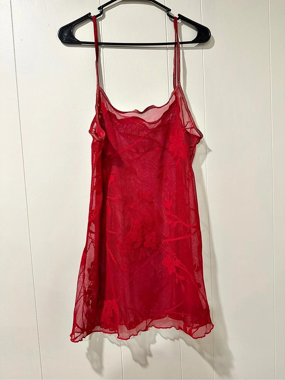 Red Floral Lace Chemise Like New